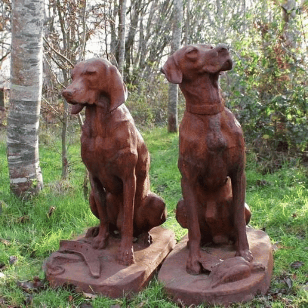 Cast Iron Sussex Gun Dog Pair Statues 