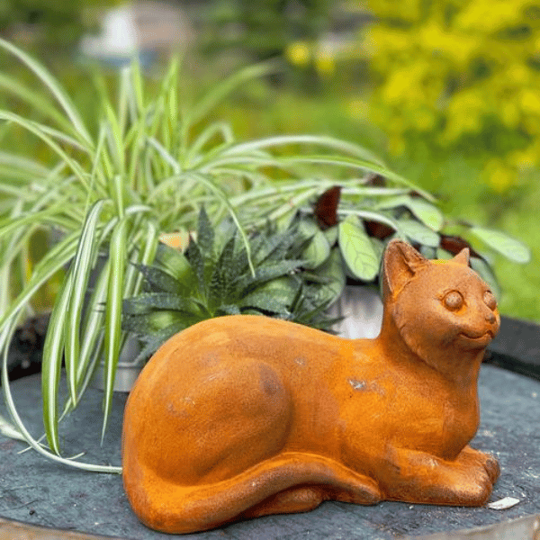 Cast Iron Timid Cat Statue