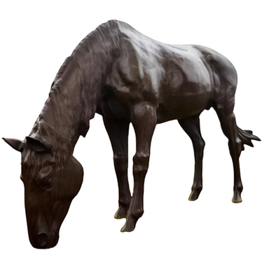 Cast Iron Lifesize Grazing Horse Statue Plain