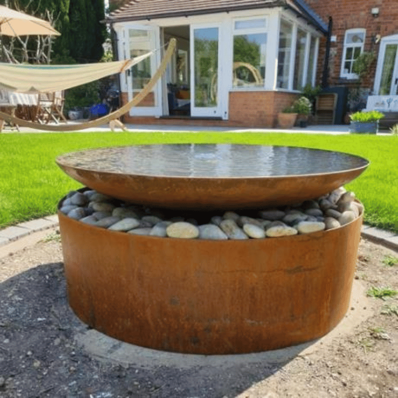 Corten Steel Paradise - Raised Water Feature
 with background