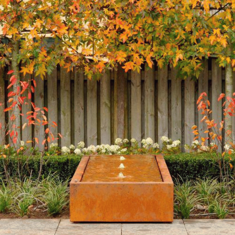 Corten Steel Somni Rectangular Water Table with back