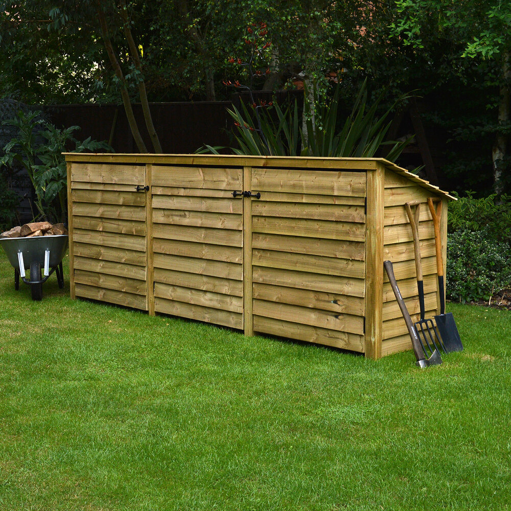 Empingham Log Store – 11ft Wide Heavy Duty Timber Firewood Storage with Kindling Shelf