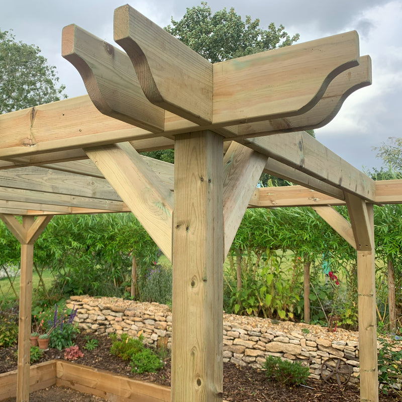 Double Garden Pergola Double-Rail Timber Frame