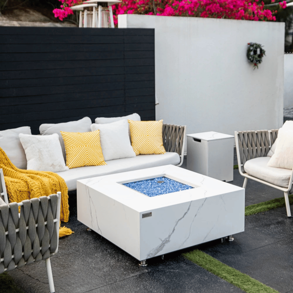 Elementi Porcelain Bianco Fire Table