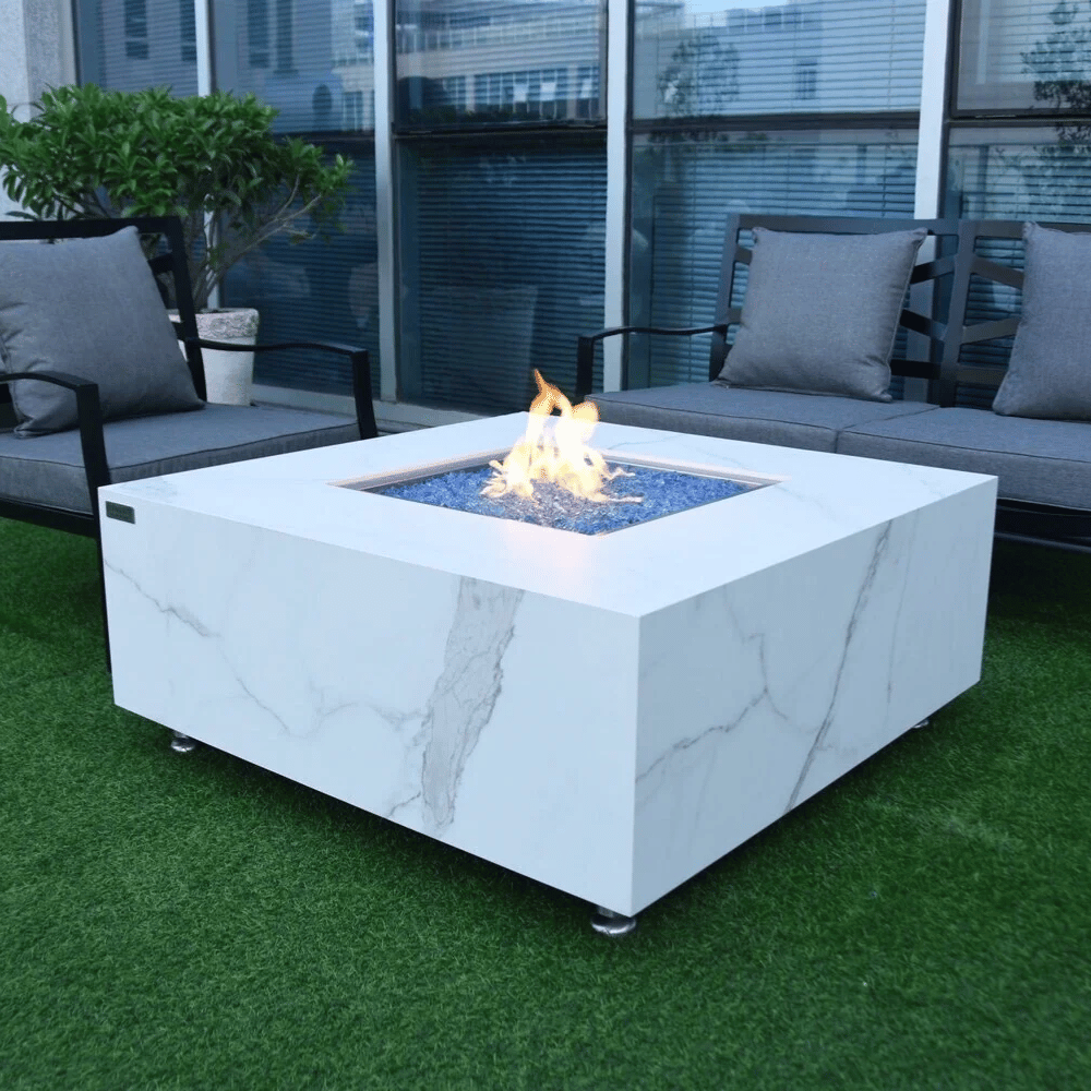 Elementi Porcelain Bianco Fire Table