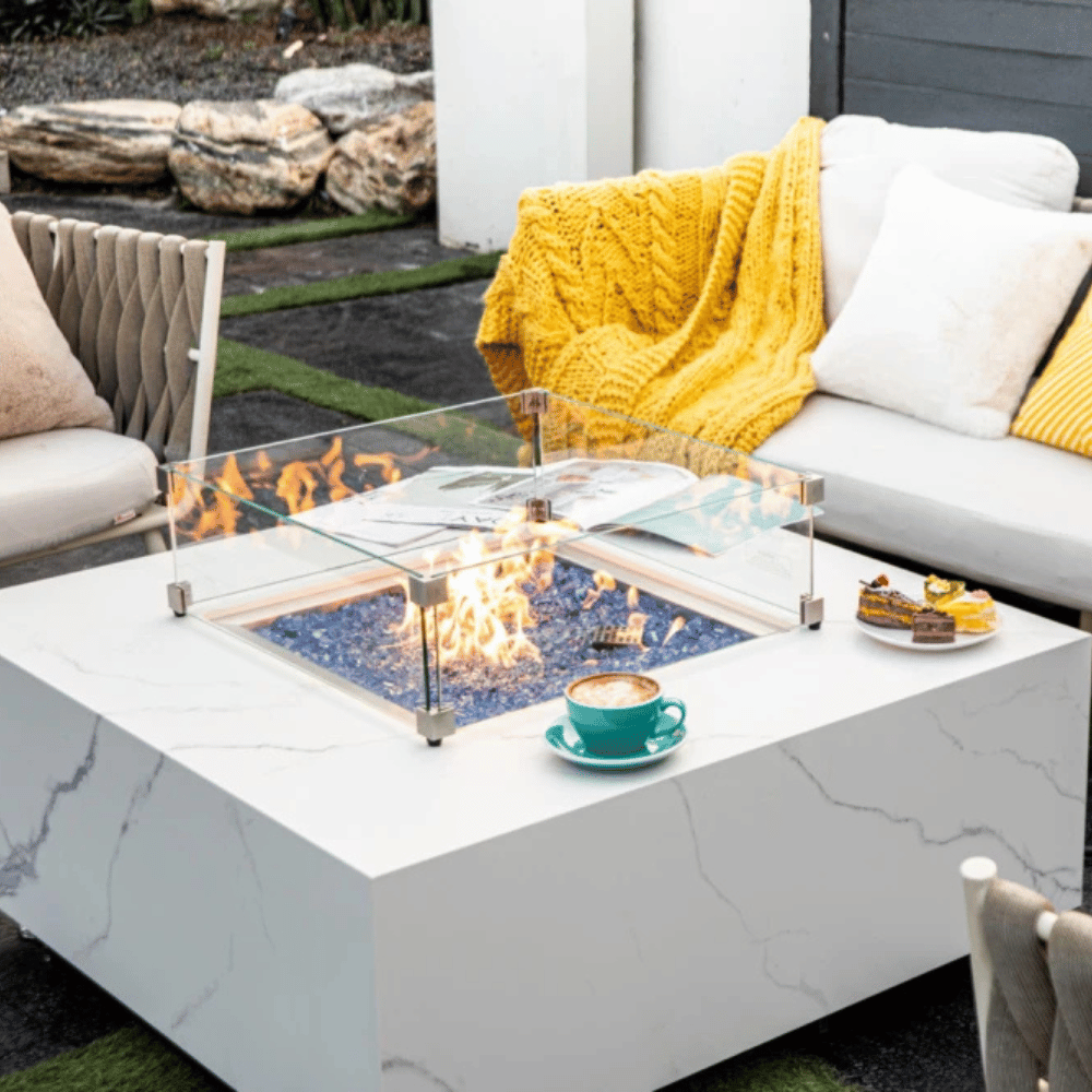 Elementi Porcelain Bianco Fire Table