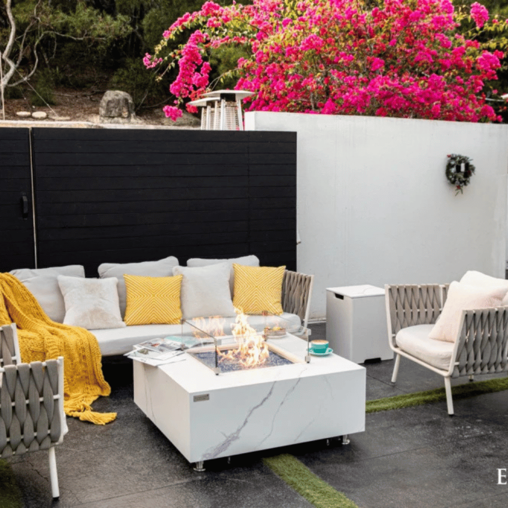 Elementi Porcelain Bianco Fire Table