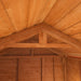Wooden roof structure of a shed or cabin