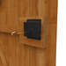 Wooden door with a black deadbolt lock