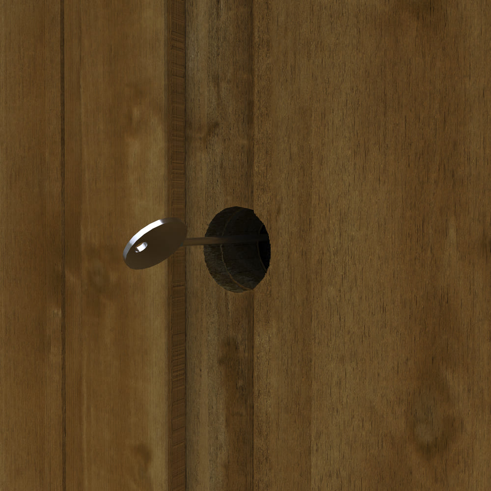 Wooden door with a lock