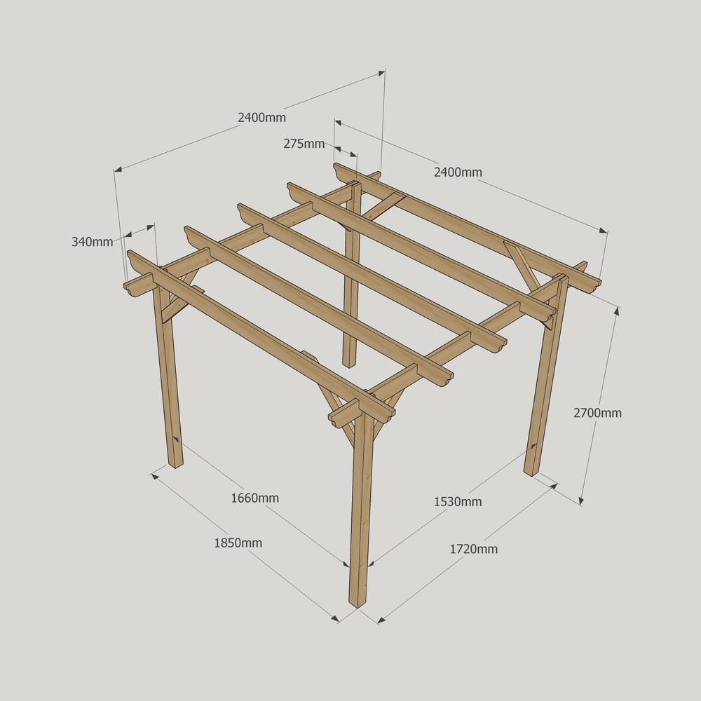 Garden Pergola - 2.4m Width