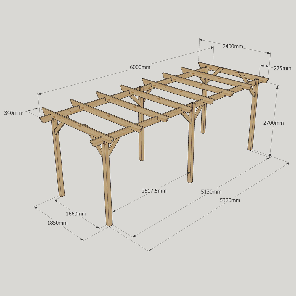 Garden Pergola - 2.4m Width