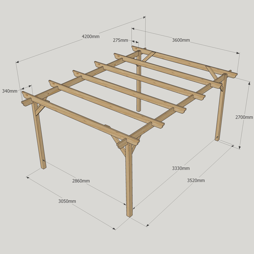 Garden Pergola 3.6m – Treated Timber, Easy Build