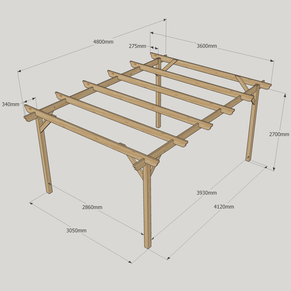 Garden Pergola 3.6m – Treated Timber, Easy Build