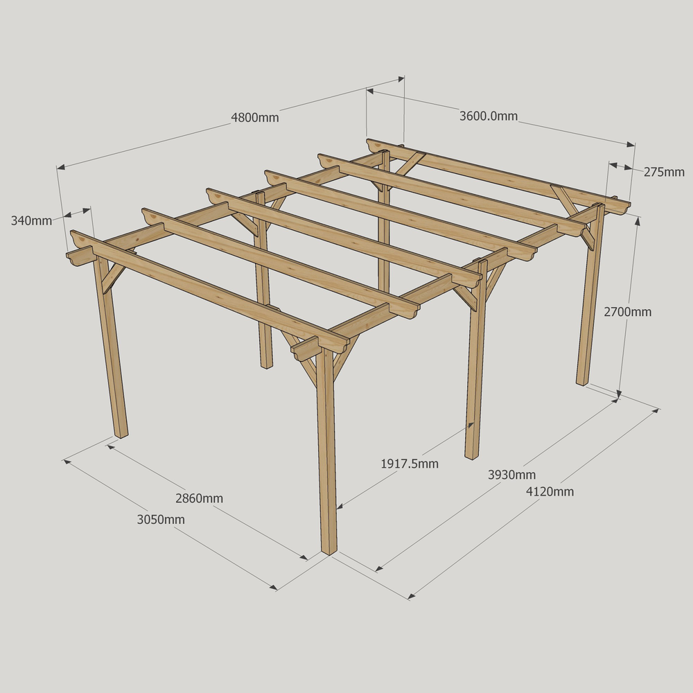 Garden Pergola 3.6m – Treated Timber, Easy Build