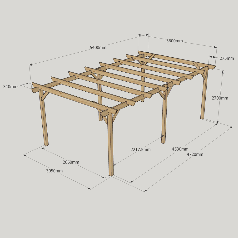 Garden Pergola 3.6m – Treated Timber, Easy Build