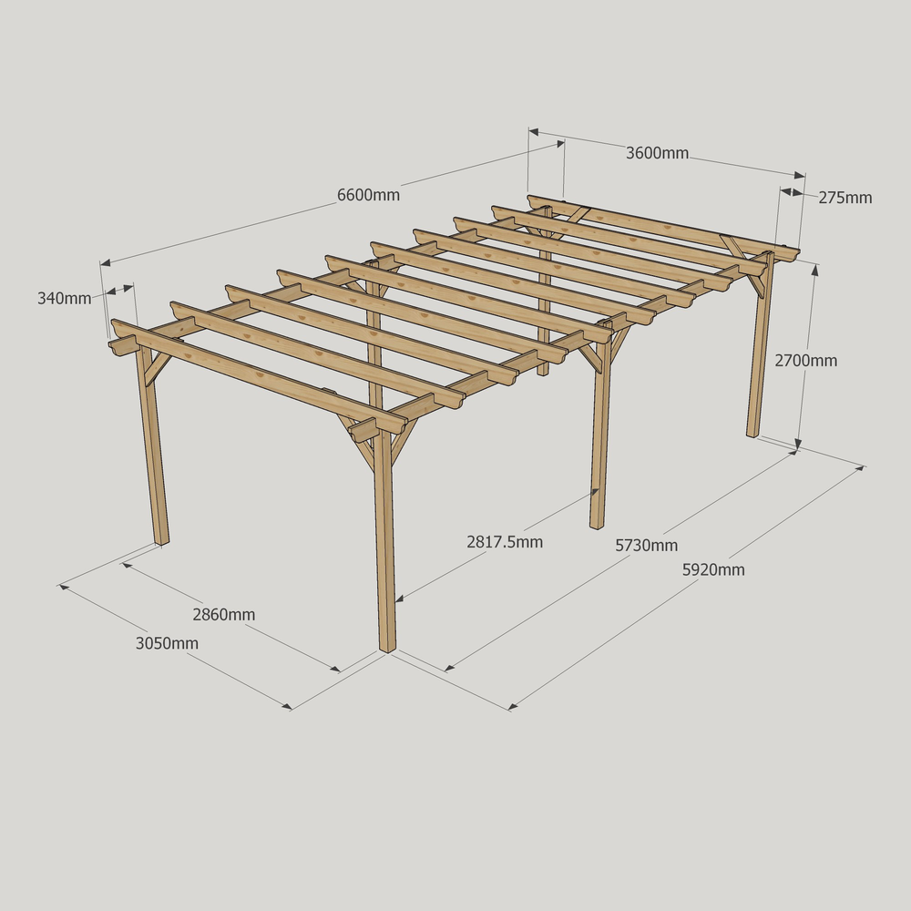 Garden Pergola 3.6m – Treated Timber, Easy Build