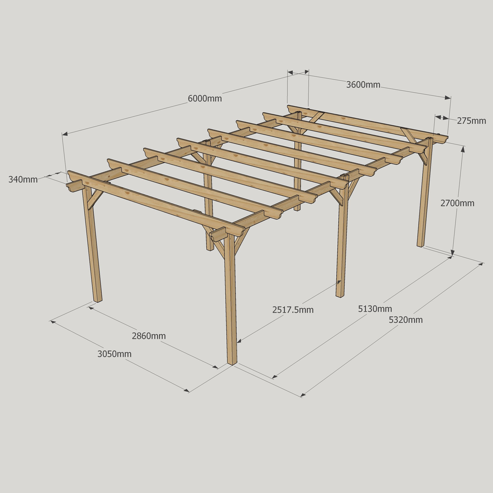 Garden Pergola 3.6m – Treated Timber, Easy Build