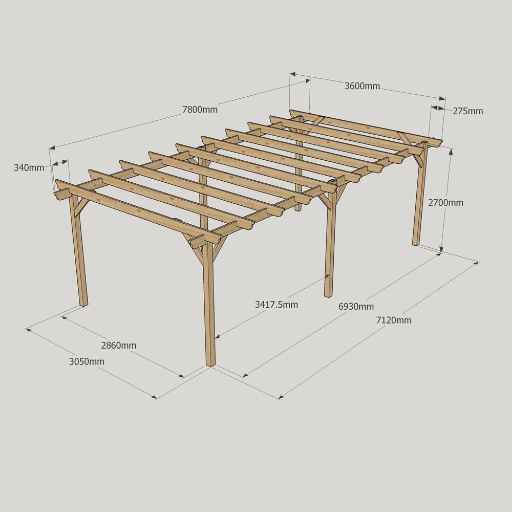 Garden Pergola 3.6m – Treated Timber, Easy Build