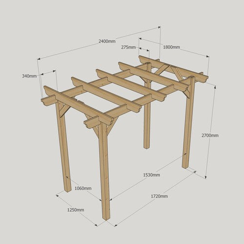 Garden Pergola 1.8m x 2.4m 4 Post