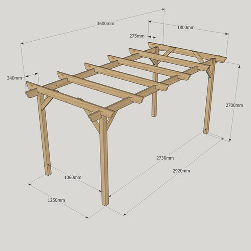 Garden Pergola 1.8m x 3.6m 4 Post