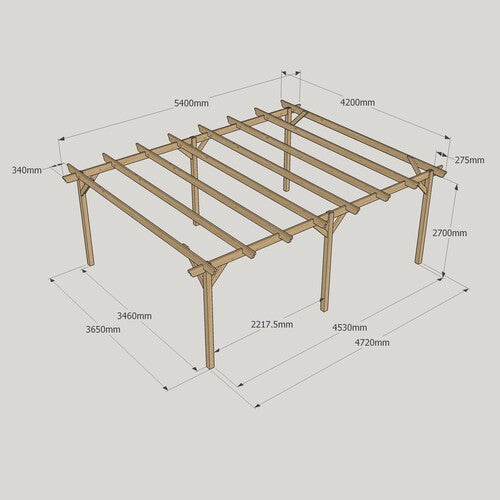 Garden Pergola   4.2m x 5.4m   6 Post