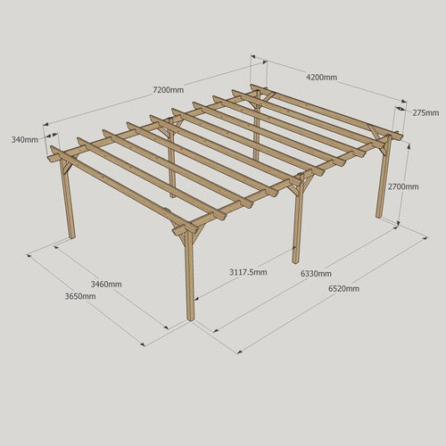 Garden Pergola   4.2m x 7.2m   6 Post
