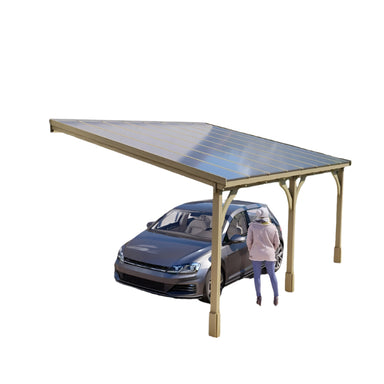 Green 3.5m Polycarbonate Roof Car Port Clear