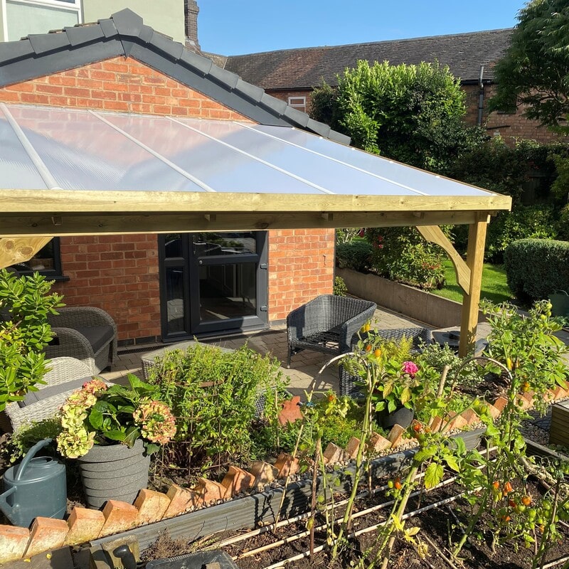 Green Polycarbonate Roof Car Port Green Garden White Opal Sheet Front