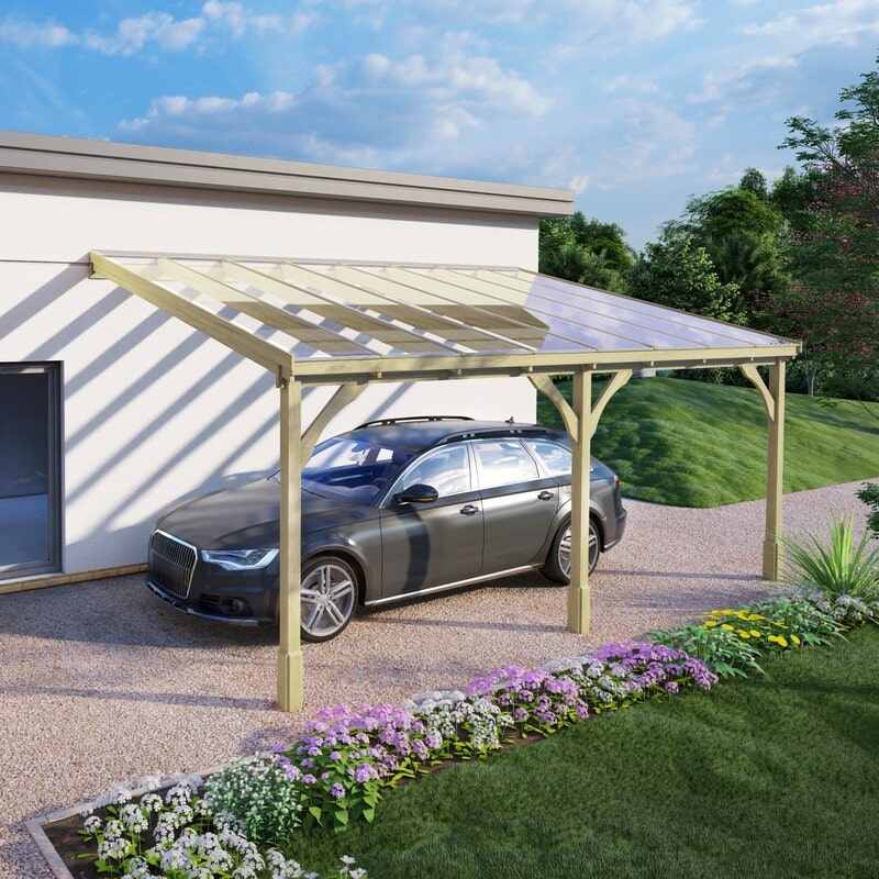 Green Polycarbonate Roof Car Port with Car