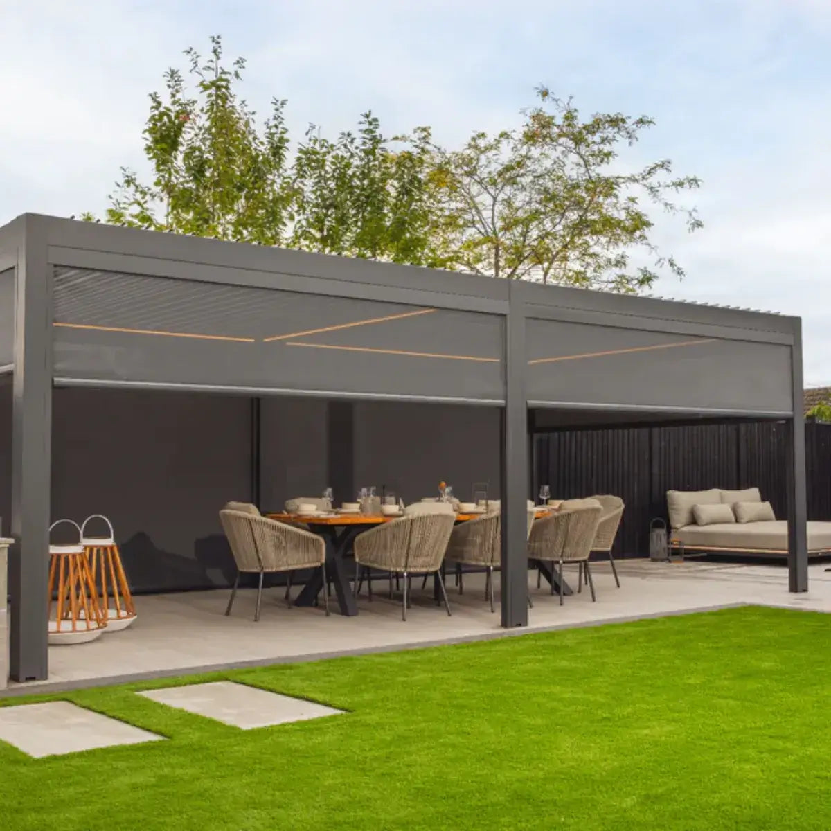 Luxe Electric Louvered Roof LED Aluminium Pergola