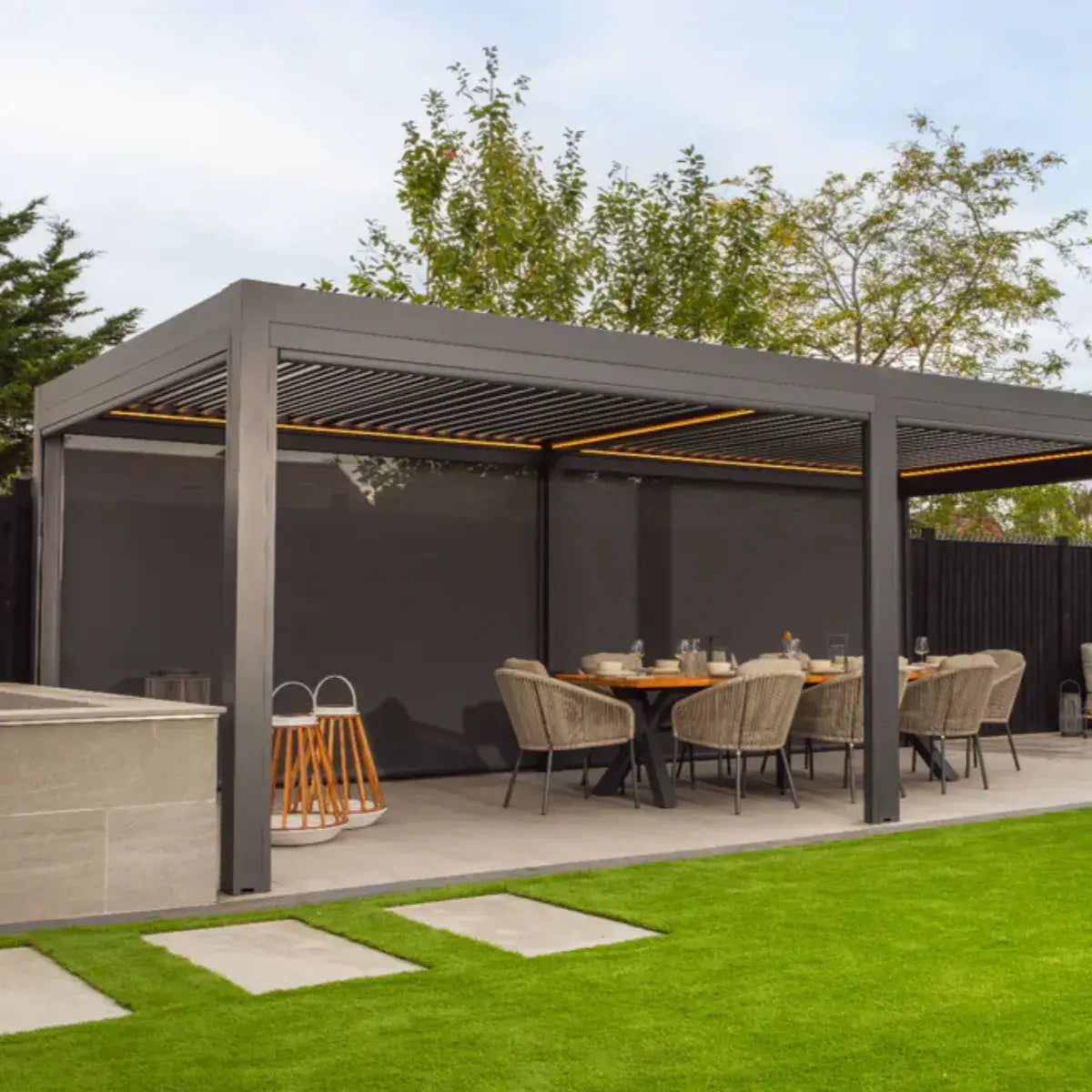 Luxe Electric Louvered Roof LED Aluminium Pergola
