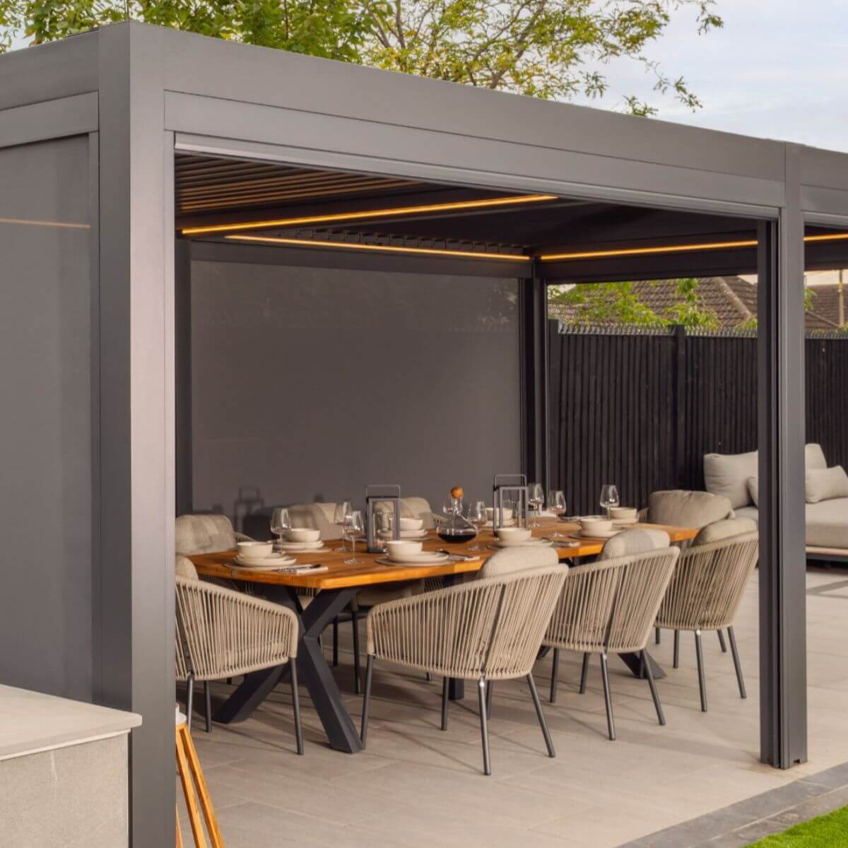 Luxe Electric Louvered Roof LED Aluminium Pergola