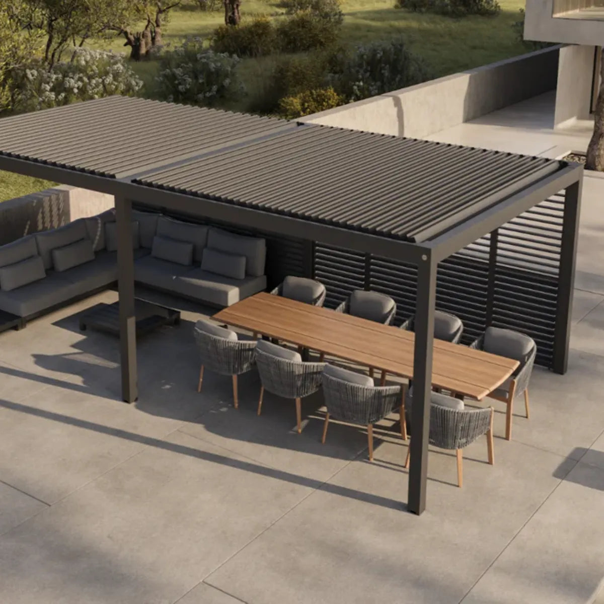 Luxe Manual Louvered Roof LED Aluminium Pergola