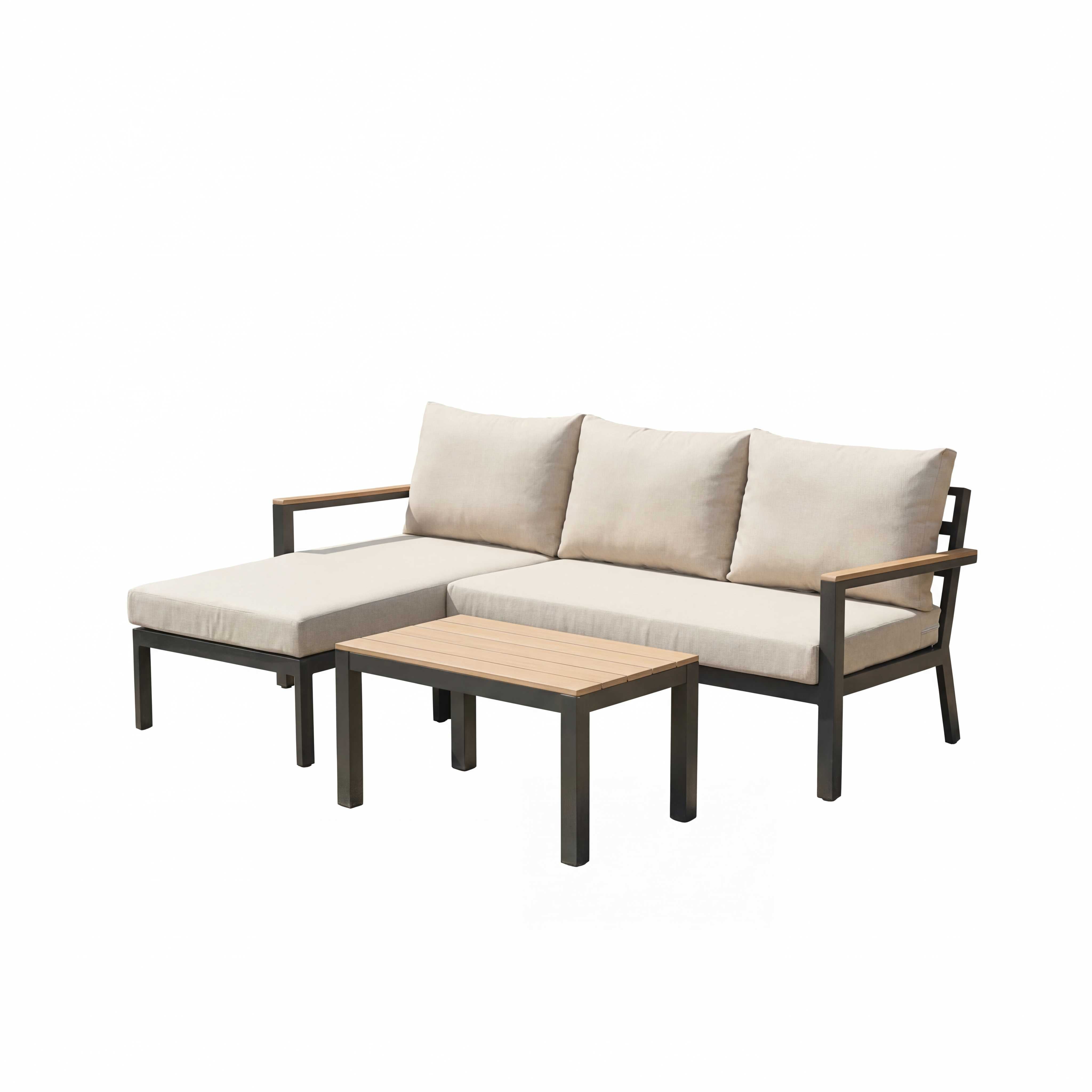 Nova - Heidi 3 Seater Chaise Sofa Lounging Set with Rectangular Coffee Table