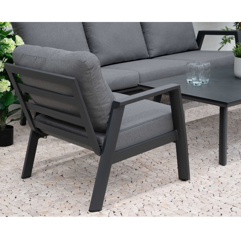 Nova - Phoenix 3 Seater Sofa Lounge Dining Set with Rectangular Rising Table - Grey