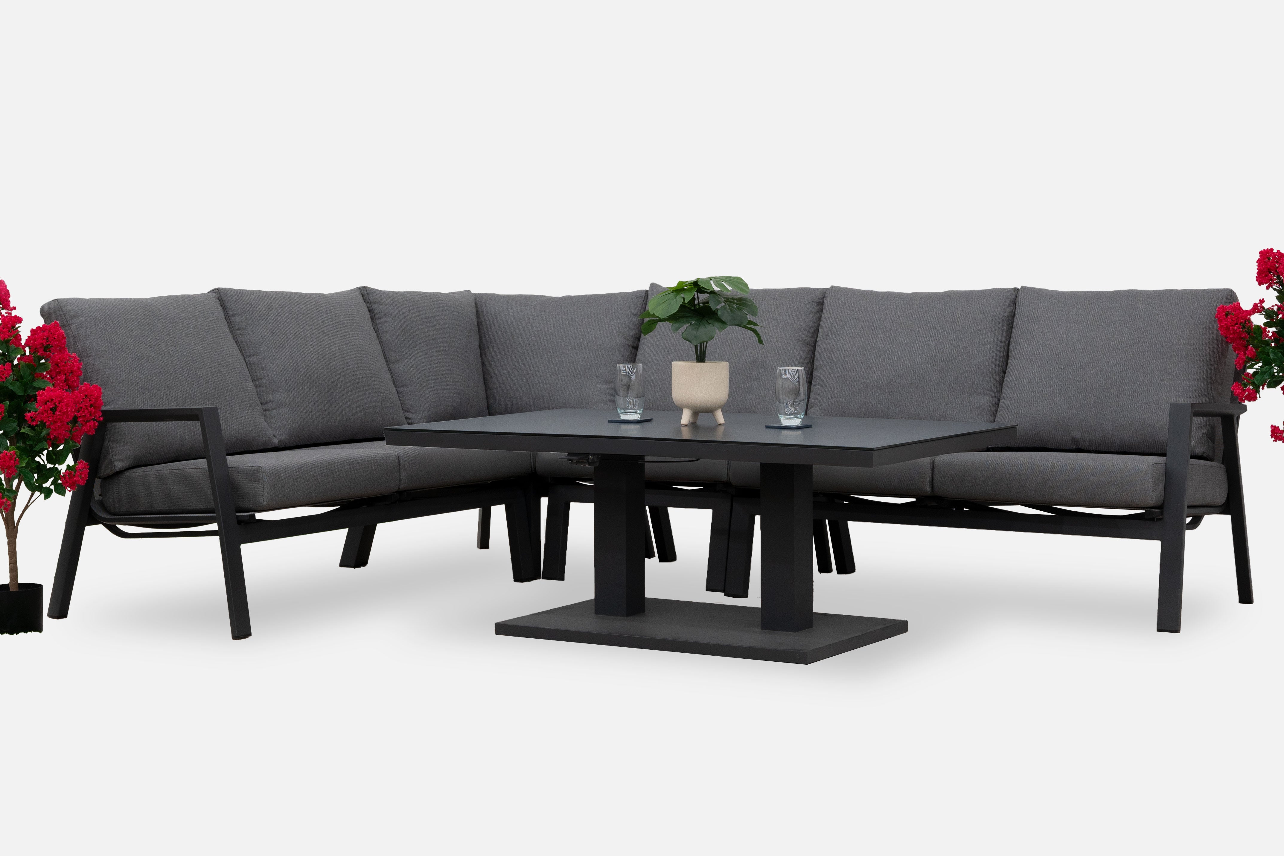 Nova - Zara L-Shaped Corner Sofa Lounge Dining Set with Rectangular Rising Table