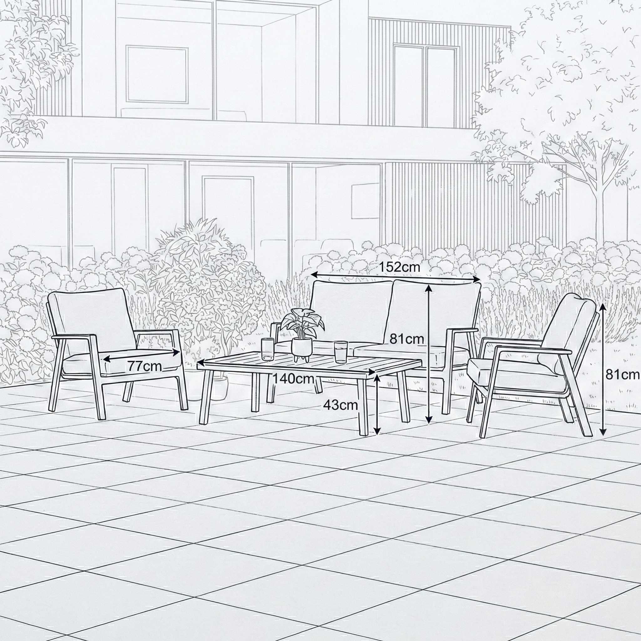 Nova outdoor seating set garden layout