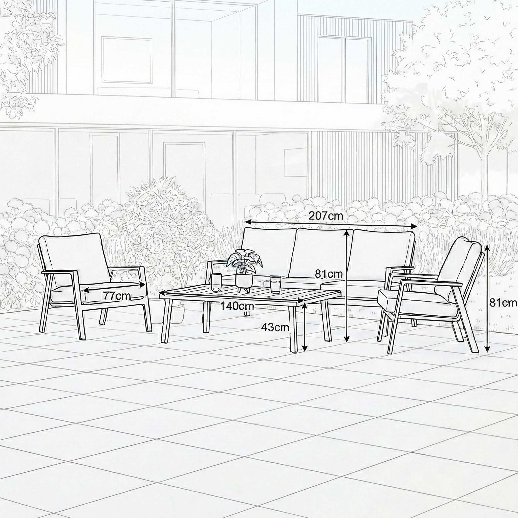Nova outdoor seating set garden layout