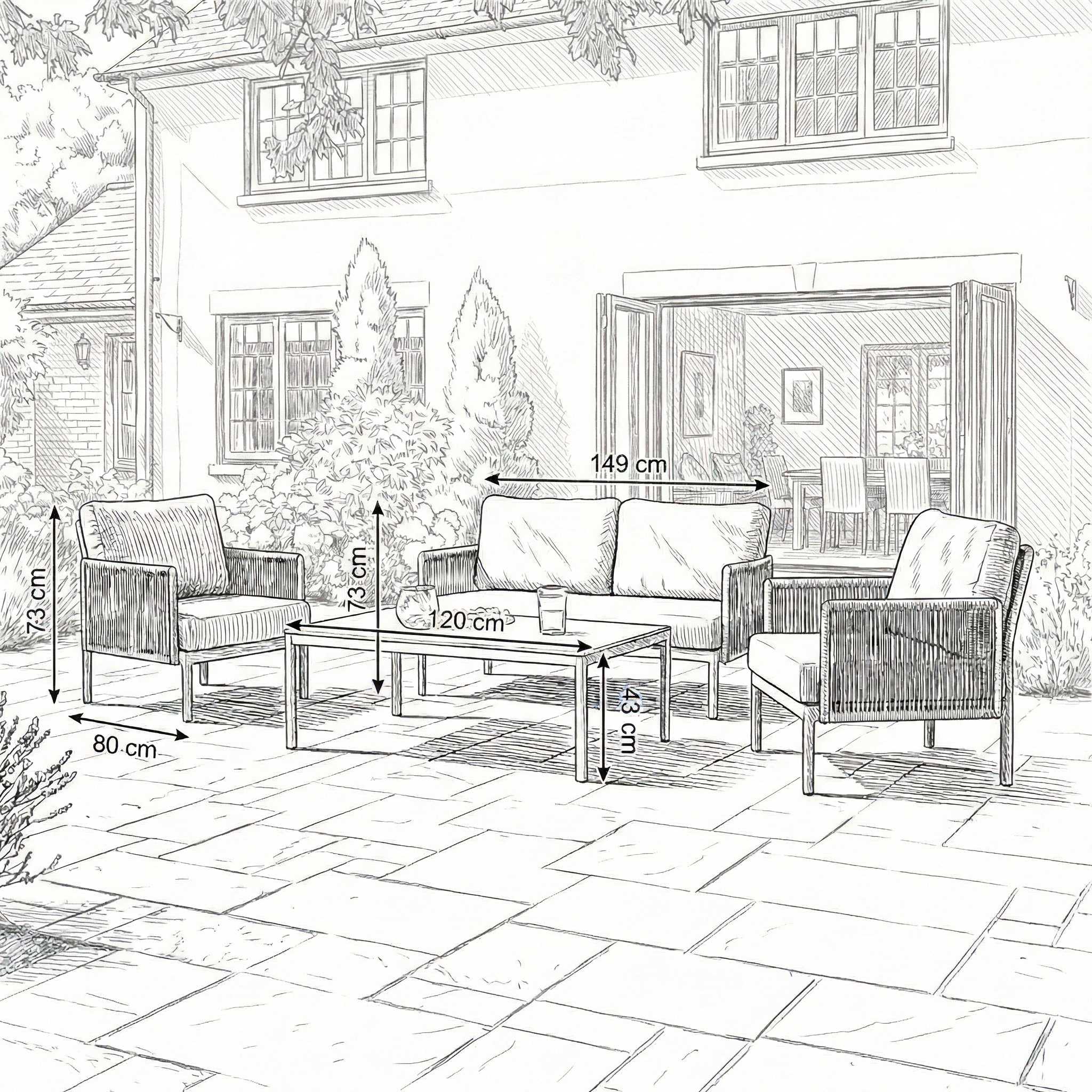 Nova outdoor seating set garden layout
