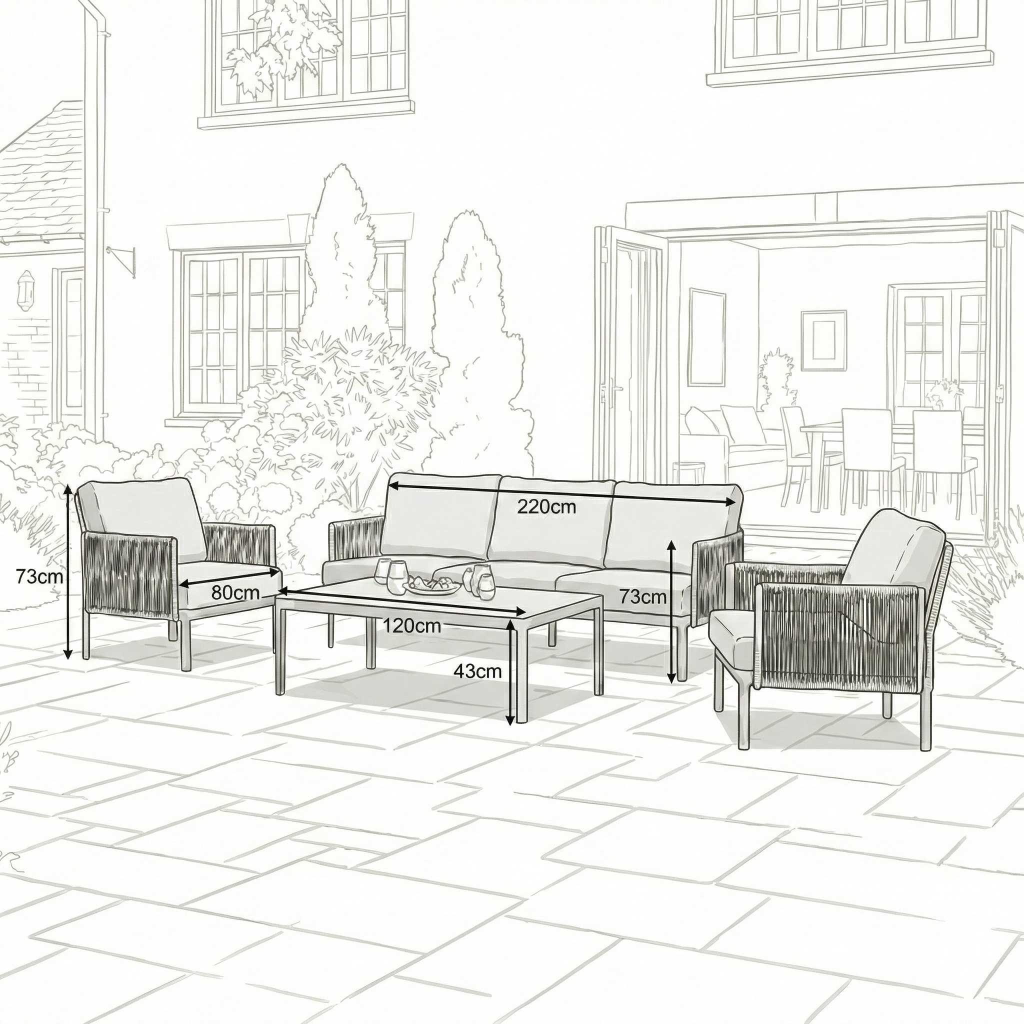 Nova outdoor seating set garden layout