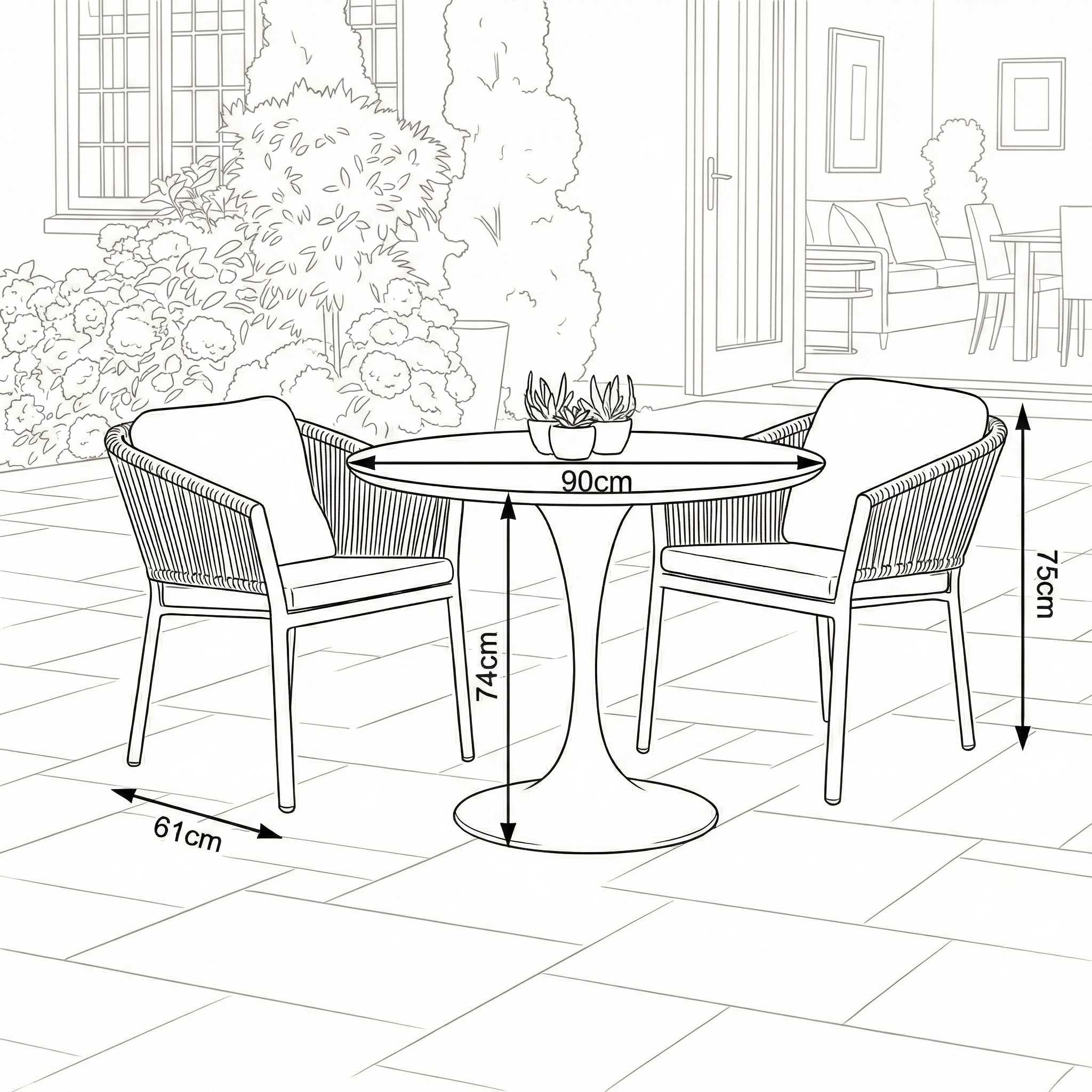 Nova garden seating set side angle