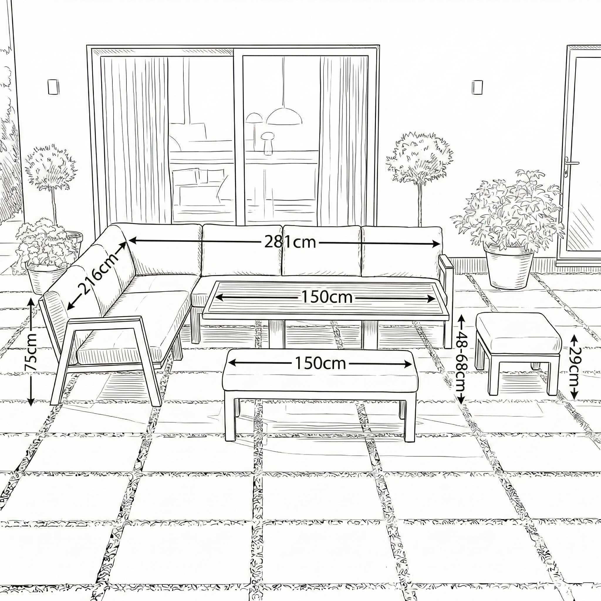 Nova outdoor sofa set side angle
