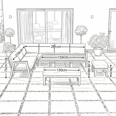 Nova outdoor sofa set side angle