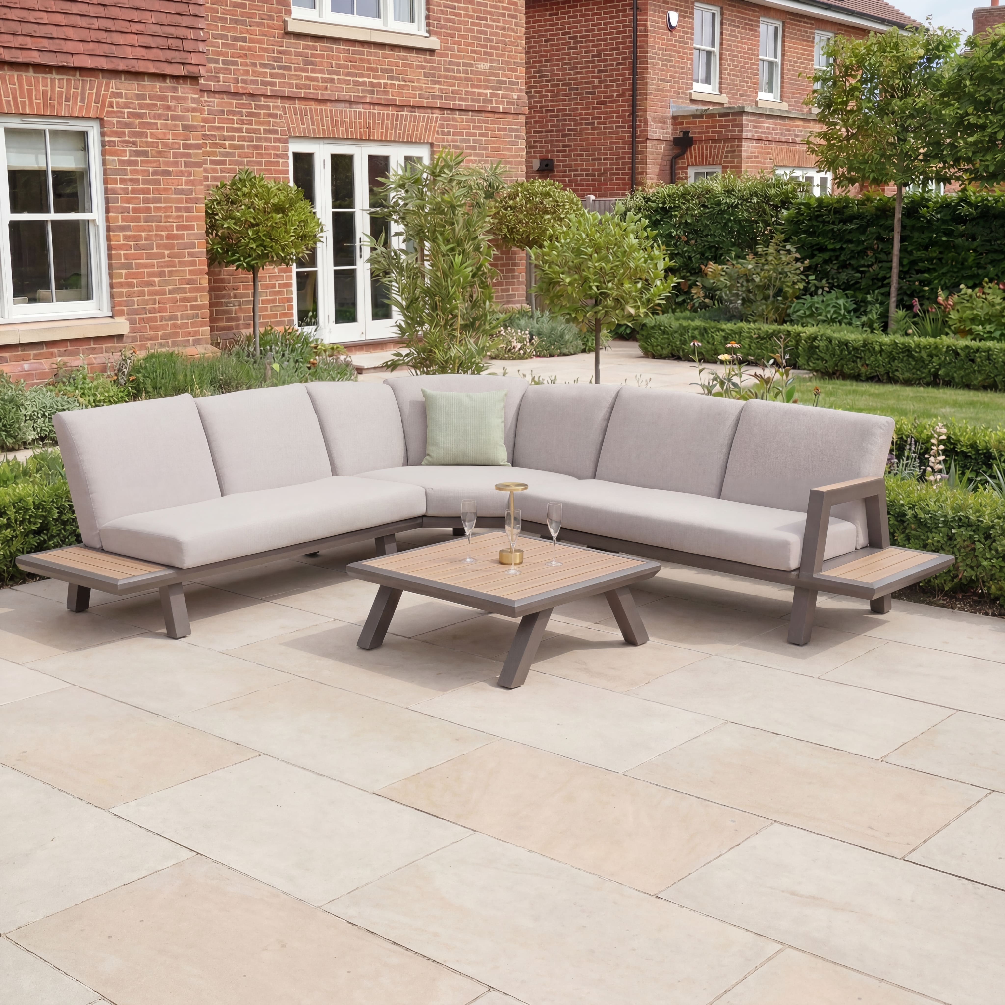 Nova - Hunter L-Shaped Corner Sofa Lounge Dining Set with Rectangular Rising Table