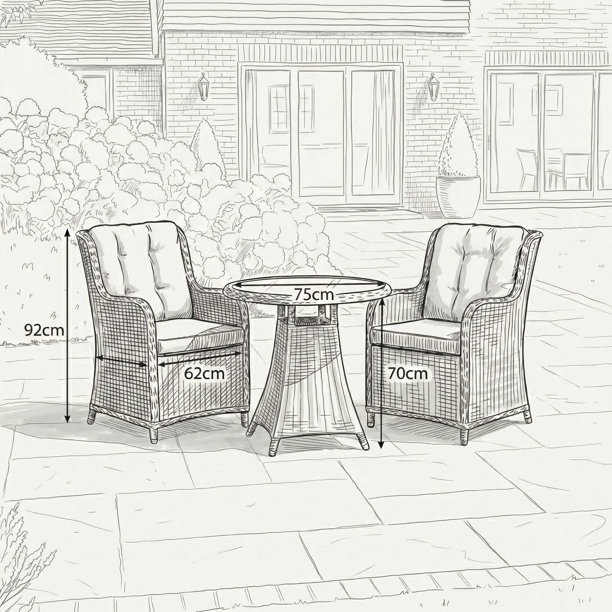 Nova outdoor seating set side angle