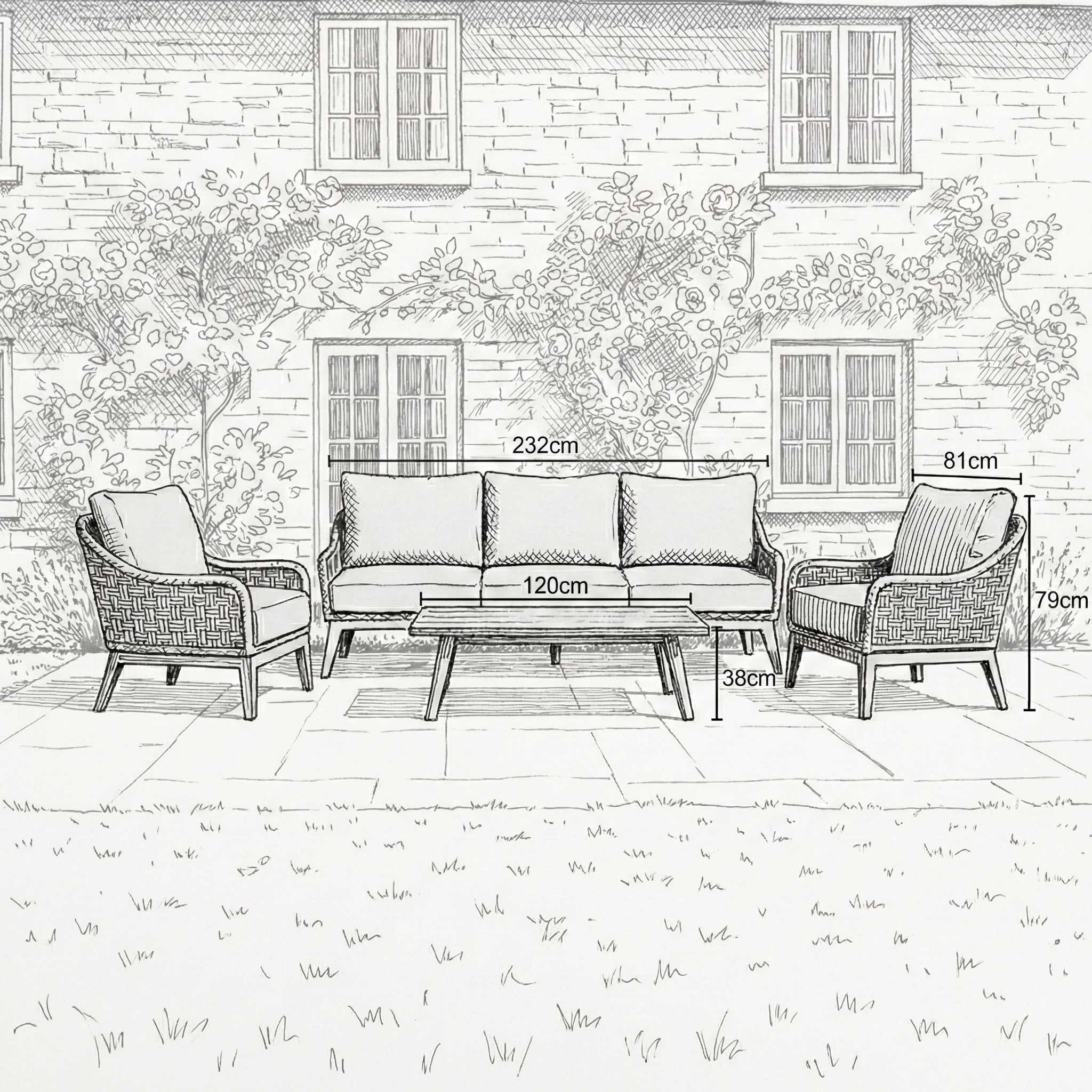 Nova outdoor sofa set angled layout