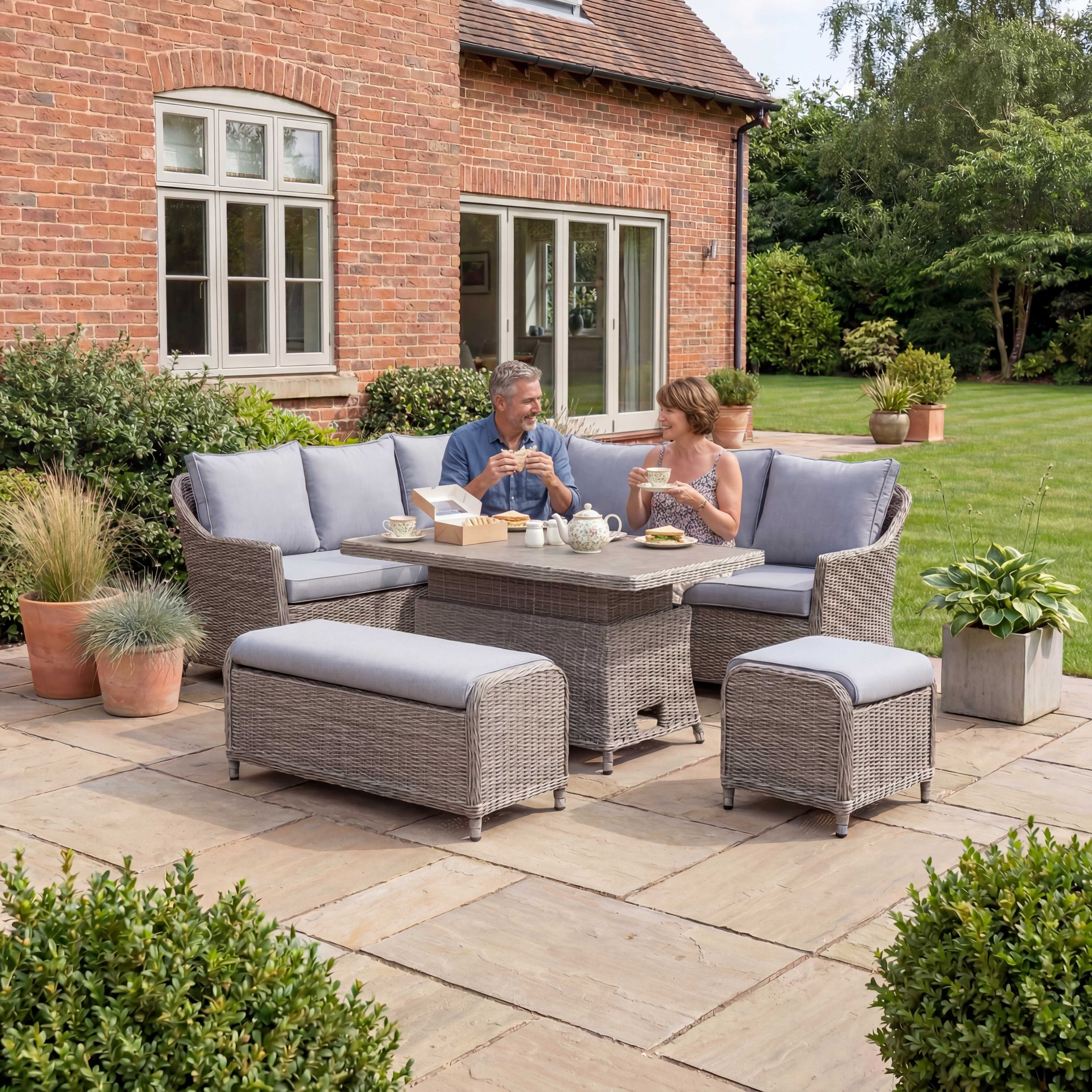 Nova Ivy Corner Sofa Lounge Dining Set with Rise and Fall Table