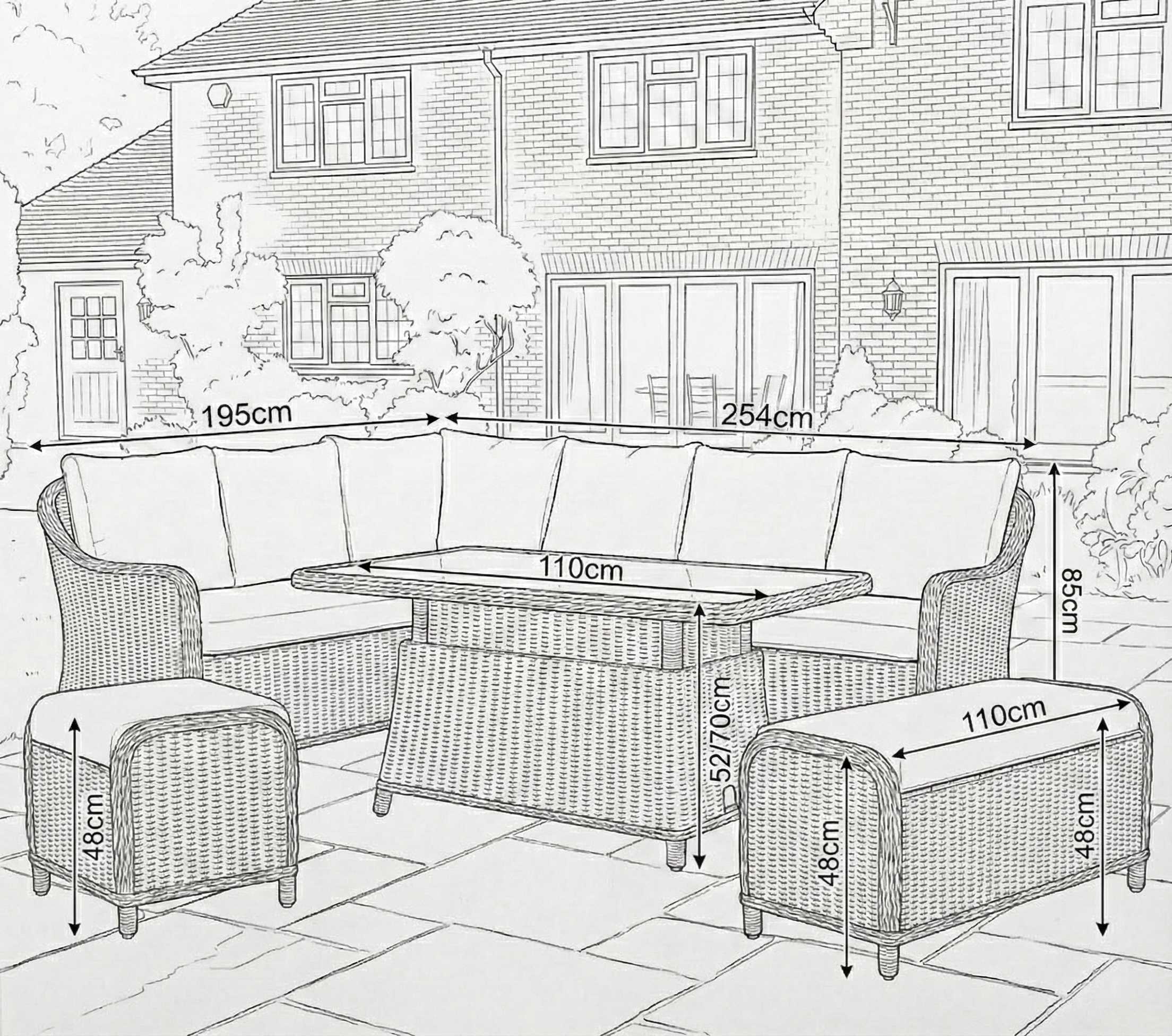 Nova Ivy Corner Sofa Lounge Dining Set with Rise and Fall Table