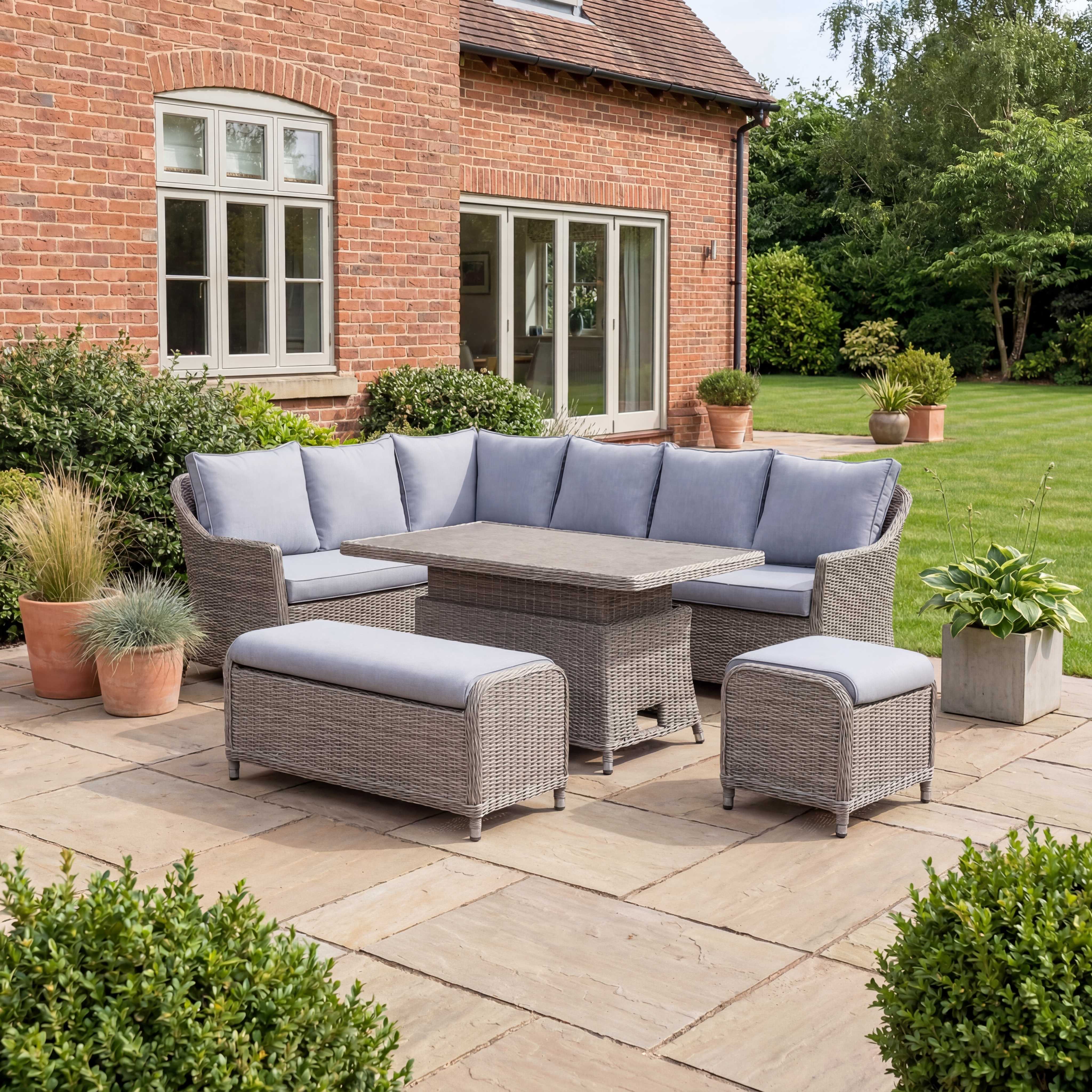 Nova Ivy Corner Sofa Lounge Dining Set with Rise and Fall Table